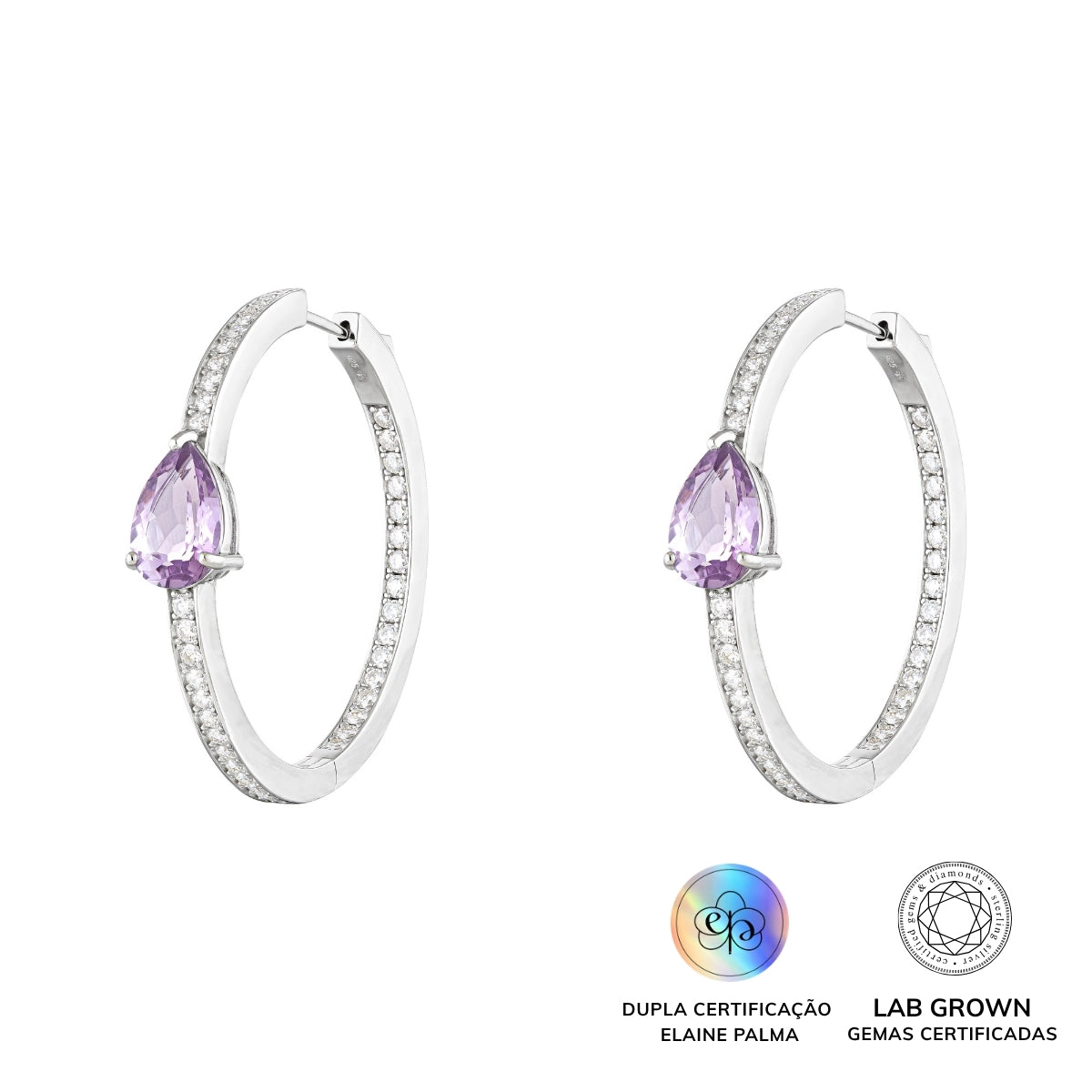 Argola Ametista Glam