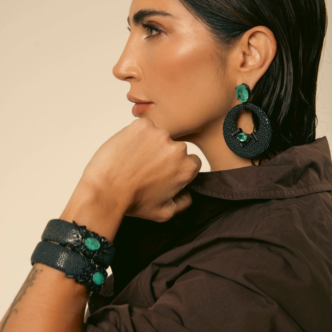 Bracelete Galuchat Amsterdã Olive