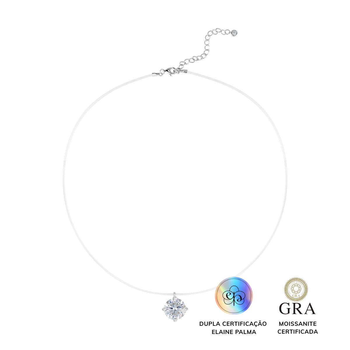 Colar Ponto de Luz Glam Invisible Moissanite 3,5 ct