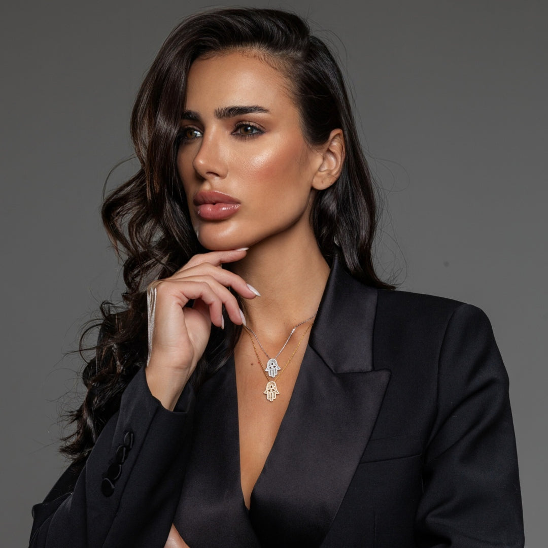 Colar Hamsa Glam Moissanite Ouro 18K