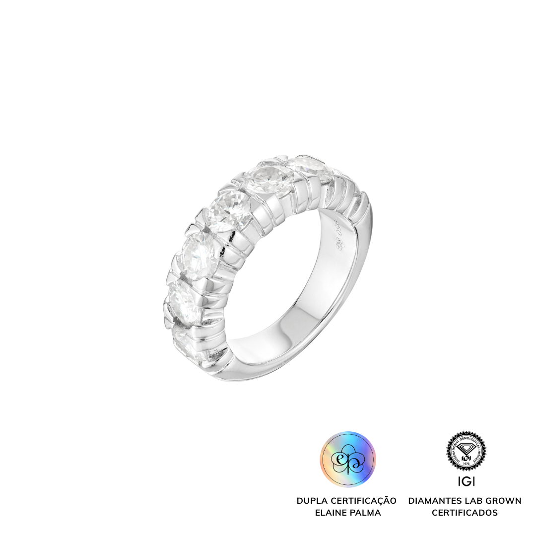 Anel Meia Aliança Russa com Diamante de Laboratório 0,50 ct