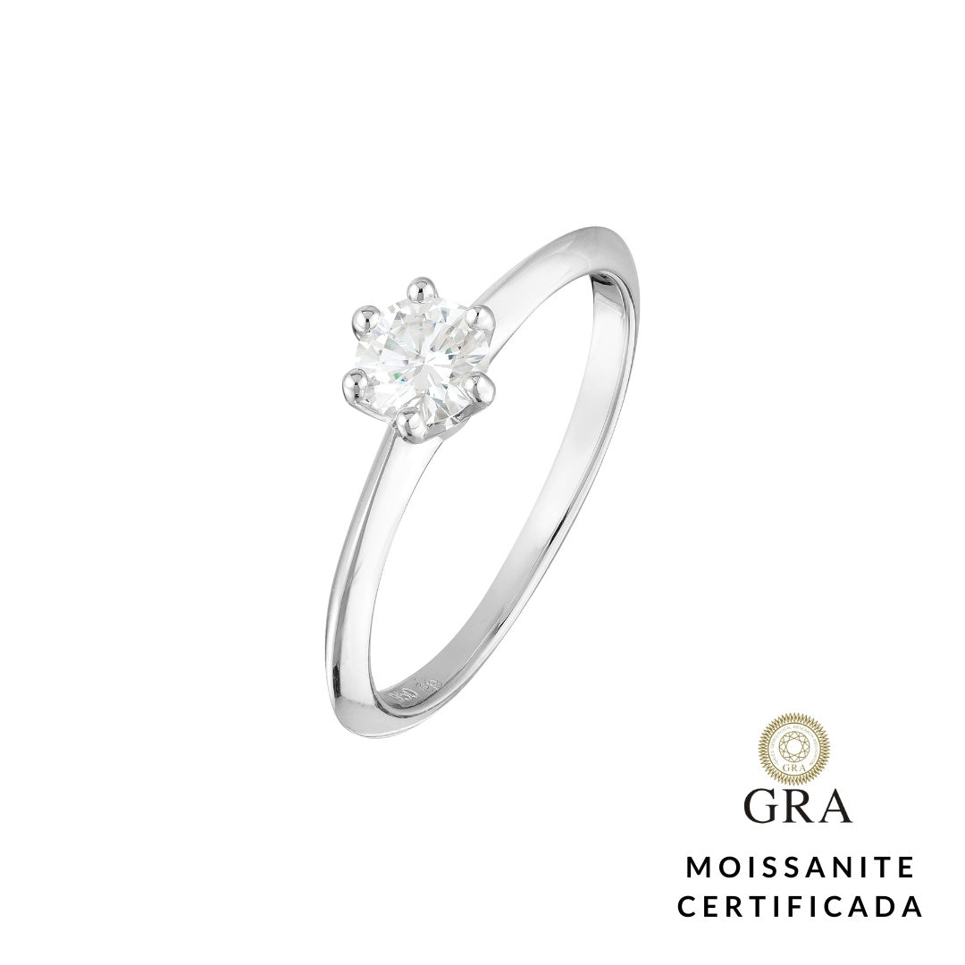 Anel Solitário Glam Moissanite 6 garras 0.5 ct
