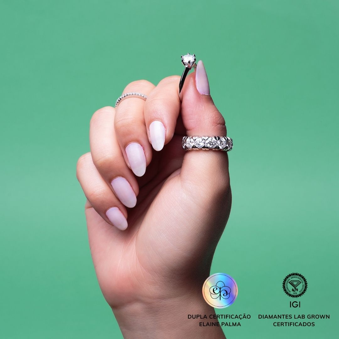 Anel Meia Aliança Russa com Diamante de Laboratório 0,50 ct