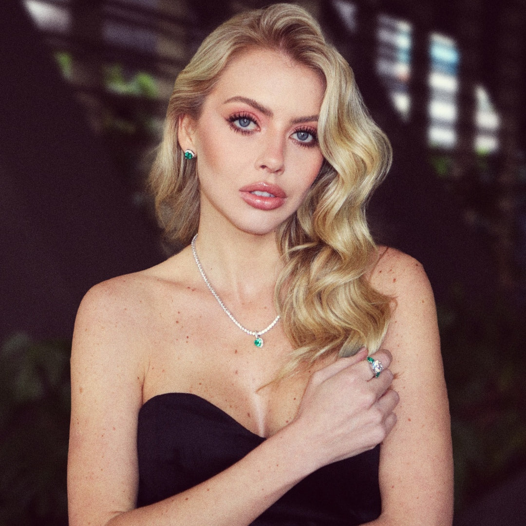 Pingente Coração com Esmeralda de Laboratório