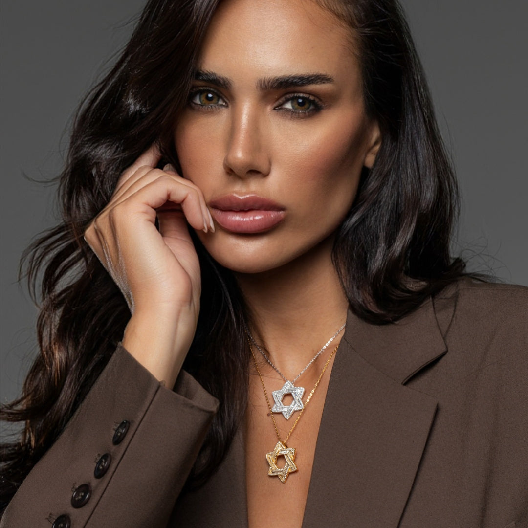 Colar Estrela de Davi Glam Moissanite Ouro 18K