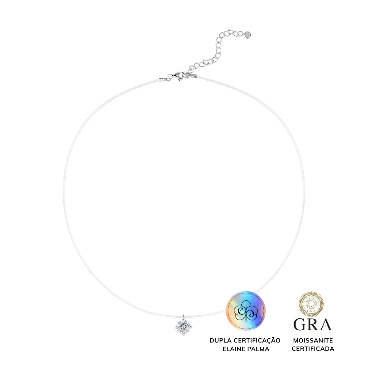 Colar Ponto de Luz Glam Invisible Moissanite 1 ct