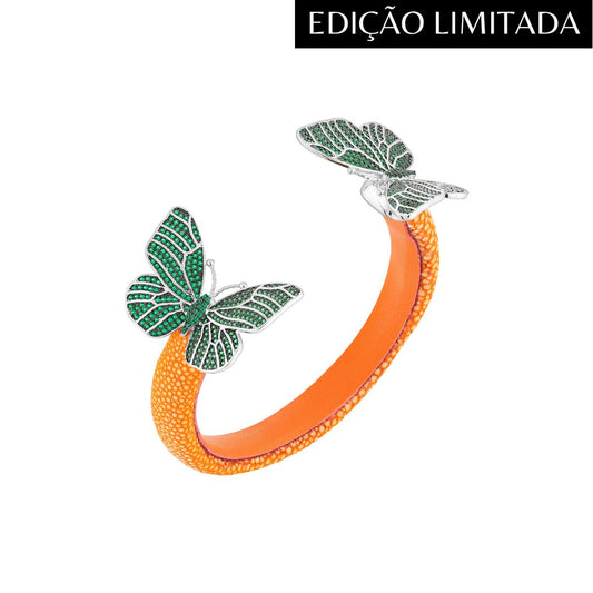 Bracelete Galuchat Borboleta Vivaz Orange