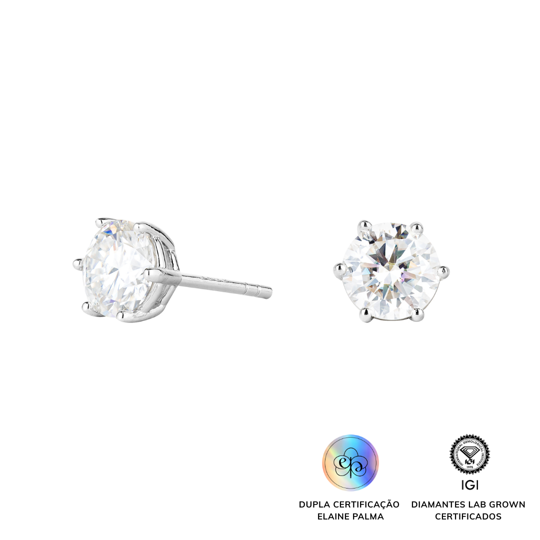 Brinco Solitário com Diamante de Laboratório 1,02 ct