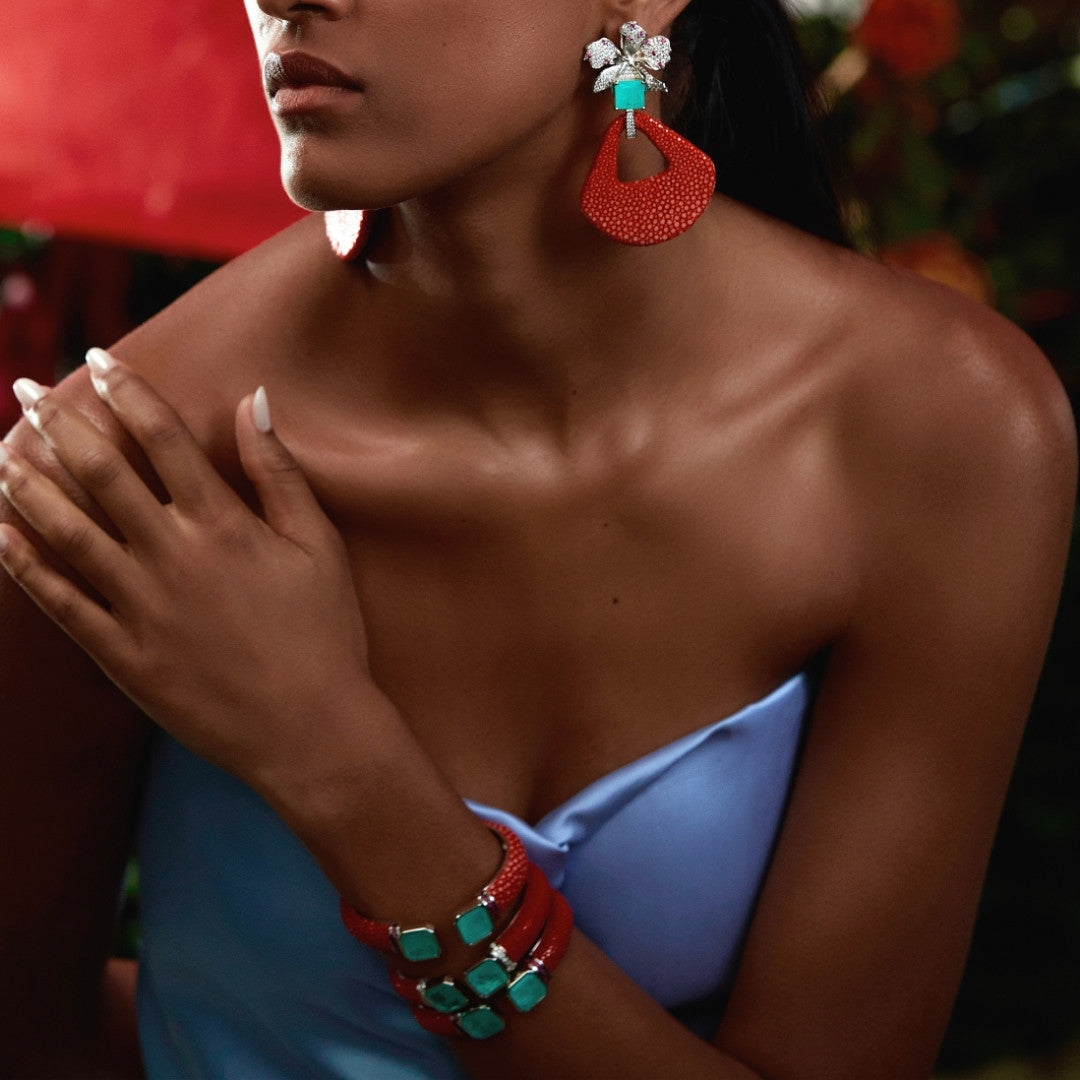 Bracelete Galuchat Square Coral