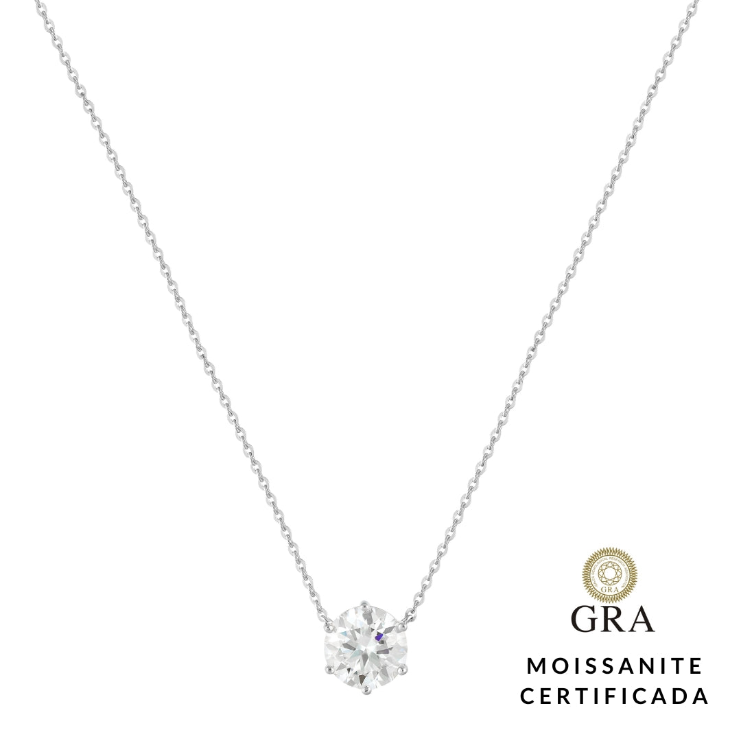 Colar Ponto de Luz Glam Moissanite 6 garras 3.5 ct