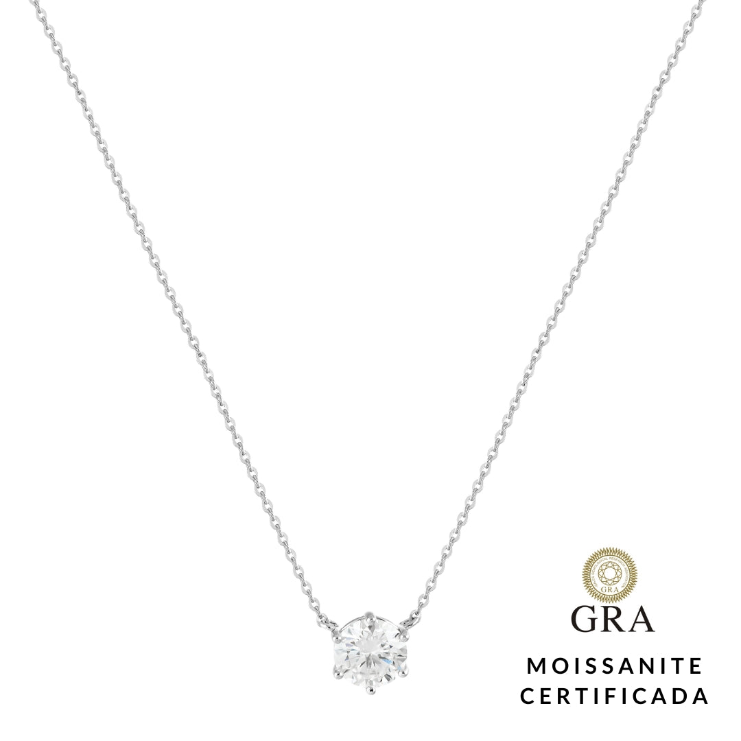 Colar ponto de Luz Glam Moissanite 6 garras 1.0 ct