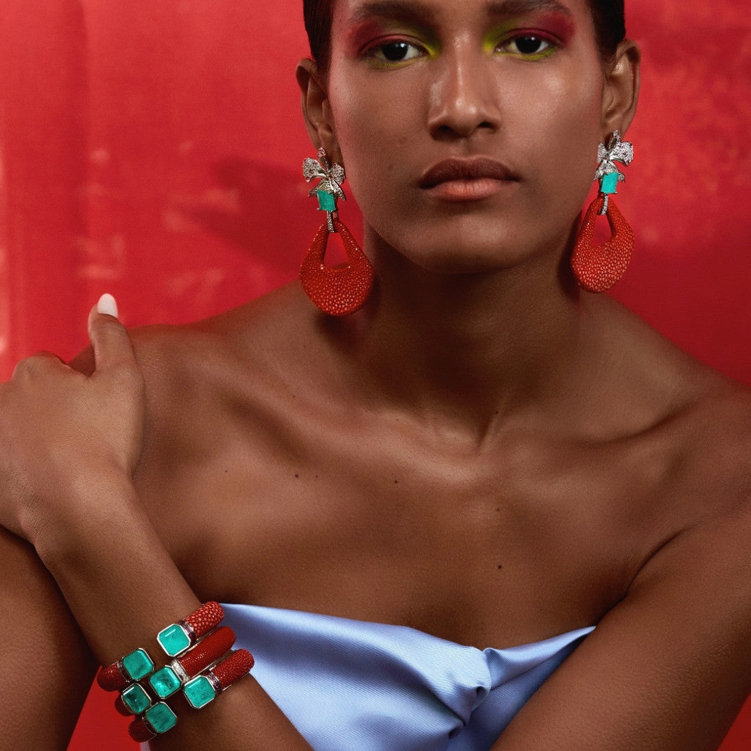Bracelete Galuchat Square Coral