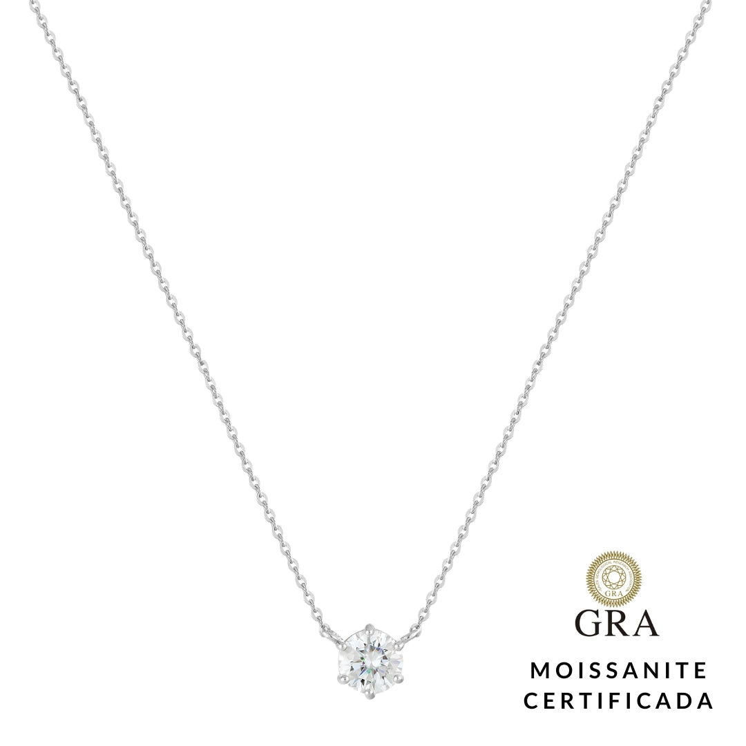 Colar Ponto Luz Glam Moissanite 6 garras 0.5 ct