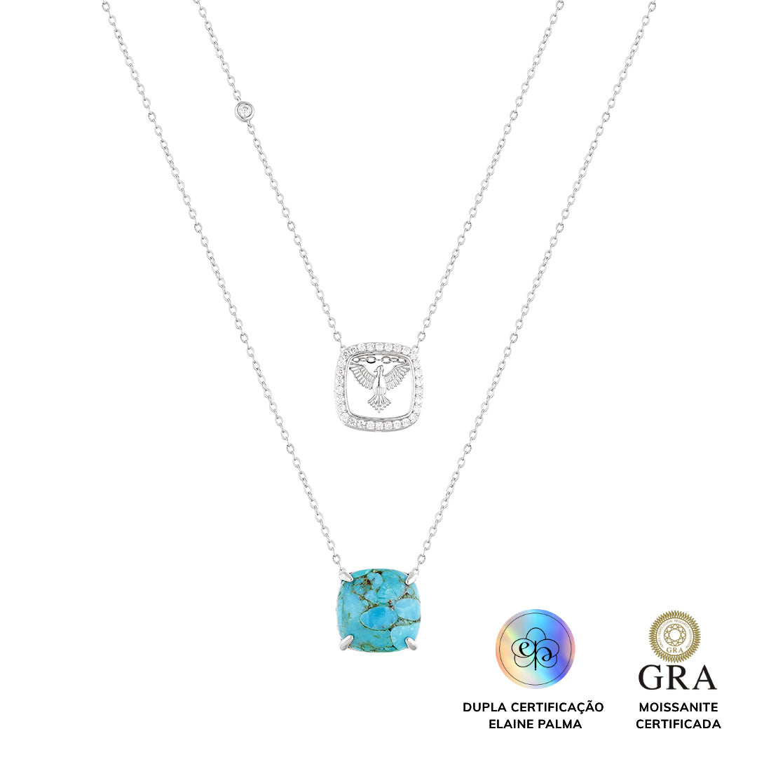 Colar Escapulário Turquesa Divino Glam