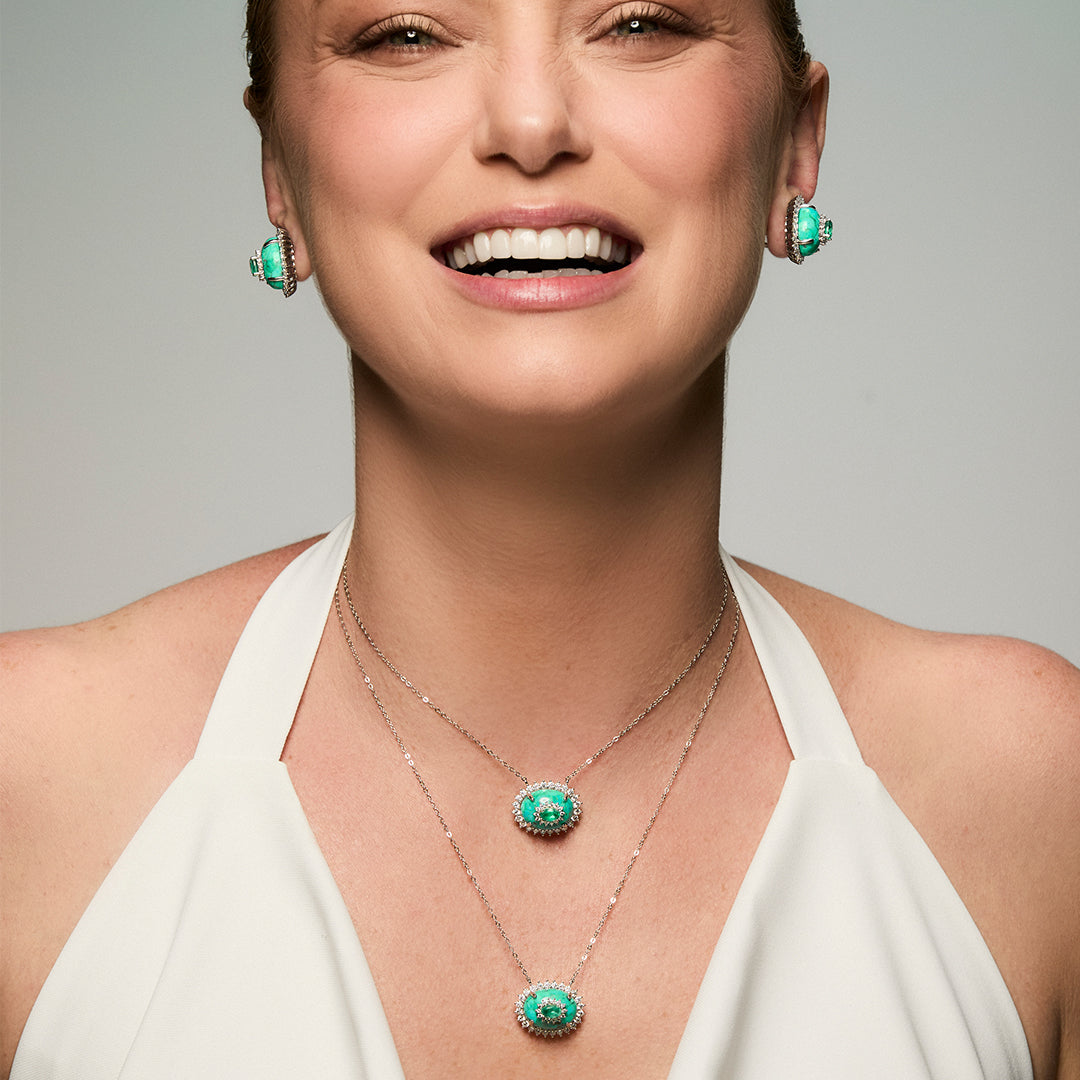 Colar Oval Turquesa Fusion Glam