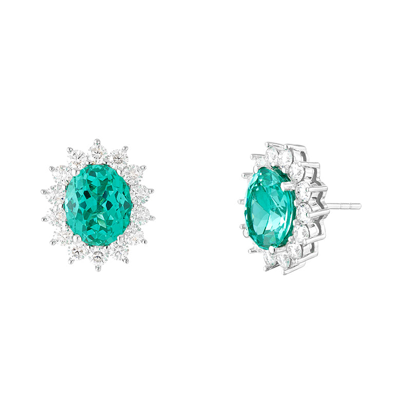 Brinco Oval Turmalina Paraíba Lab Grown