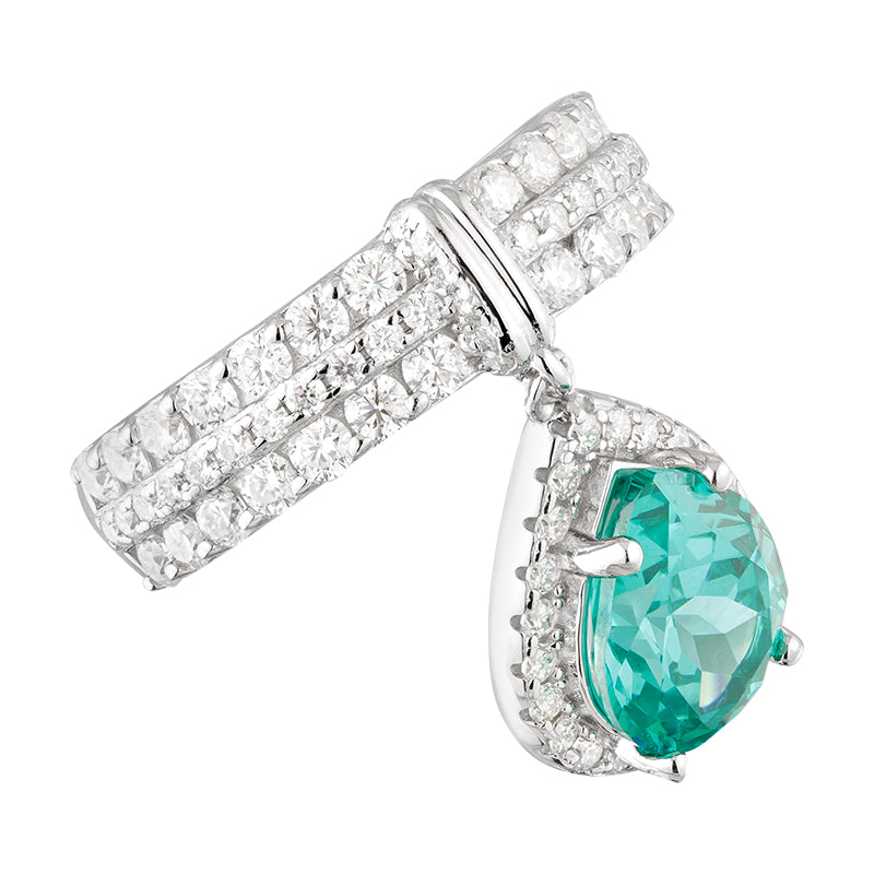 Anel Gota Suspensa Turmalina Paraíba Lab Grown