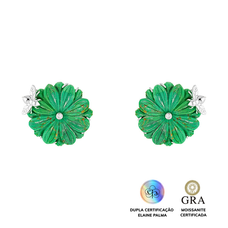 Brinco Flor Esmeralda Glam Moissanite 0.12 ct