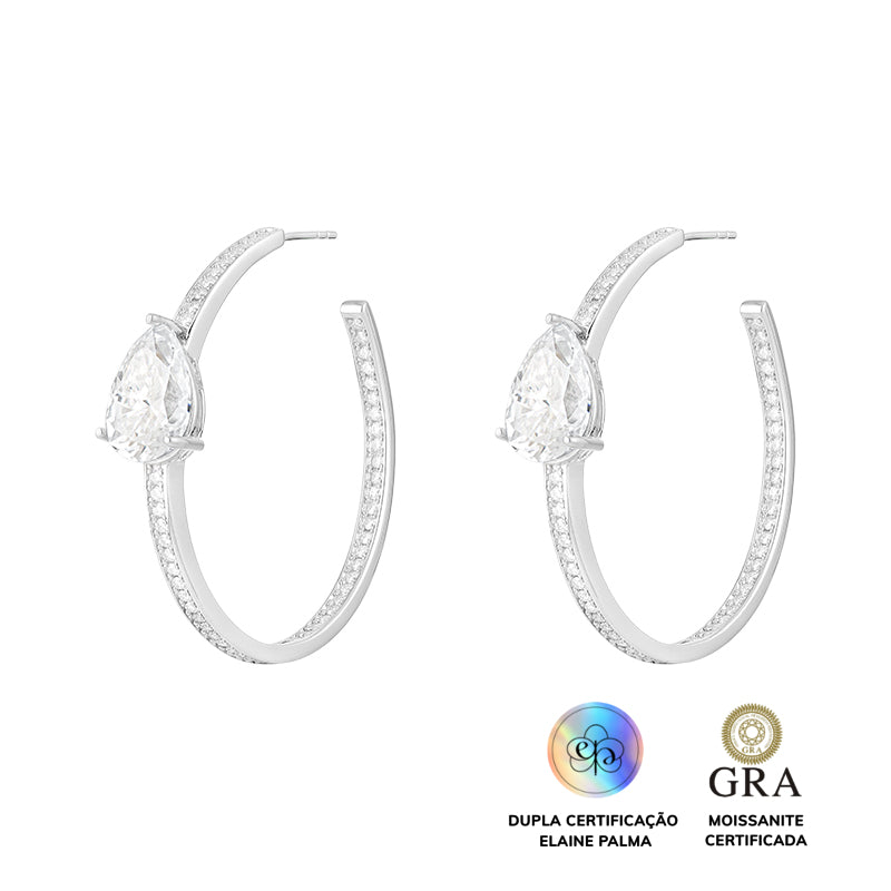 Argola Helena Glam Moissanite 12 ct