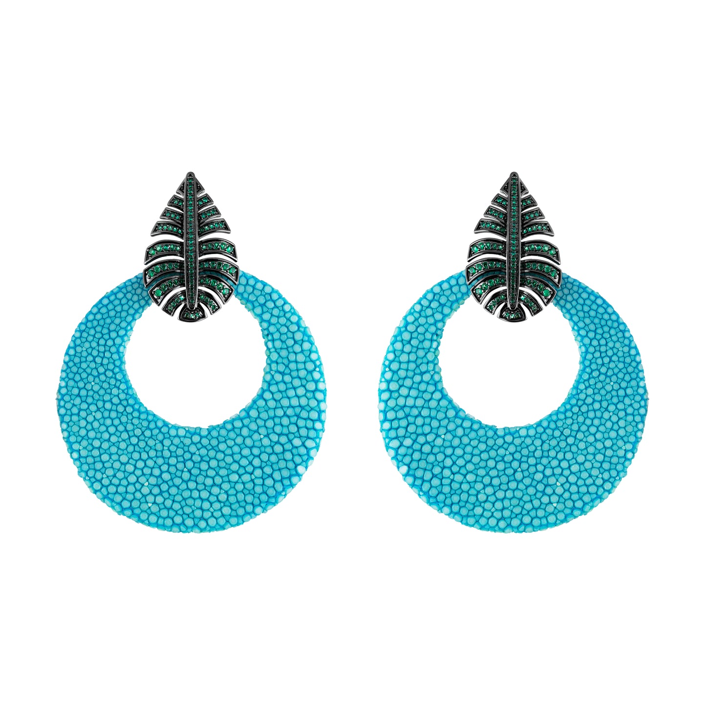 Brinco Galuchat Folha Turquesa