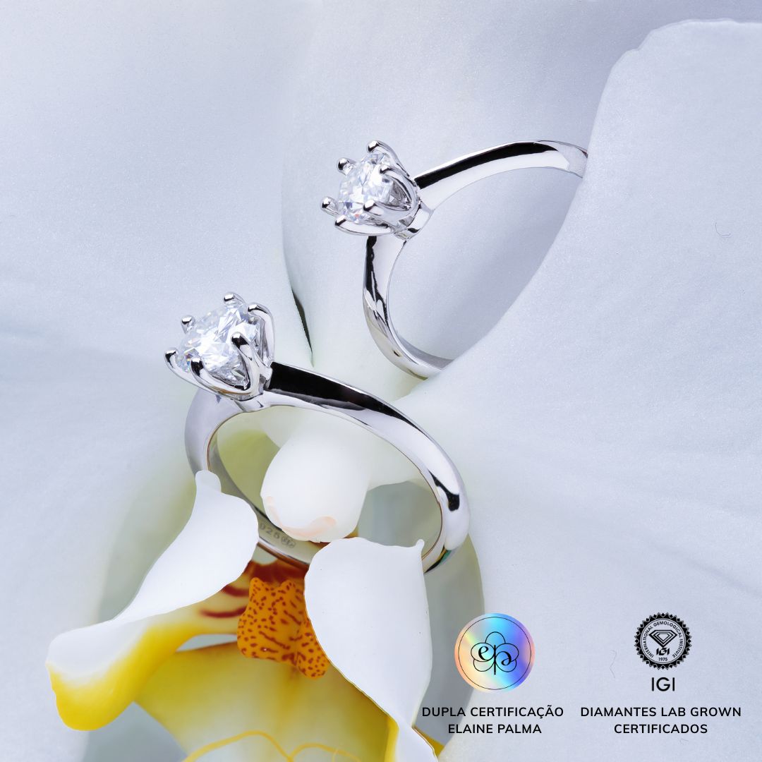 Anel Solitário com Diamante de Laboratório 0,51 ct