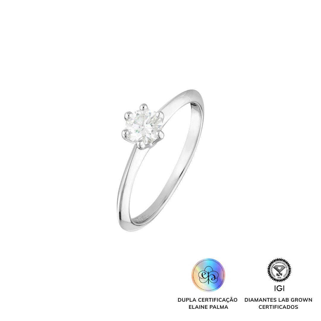 Anel Solitário com Diamante de Laboratório 0,51 ct