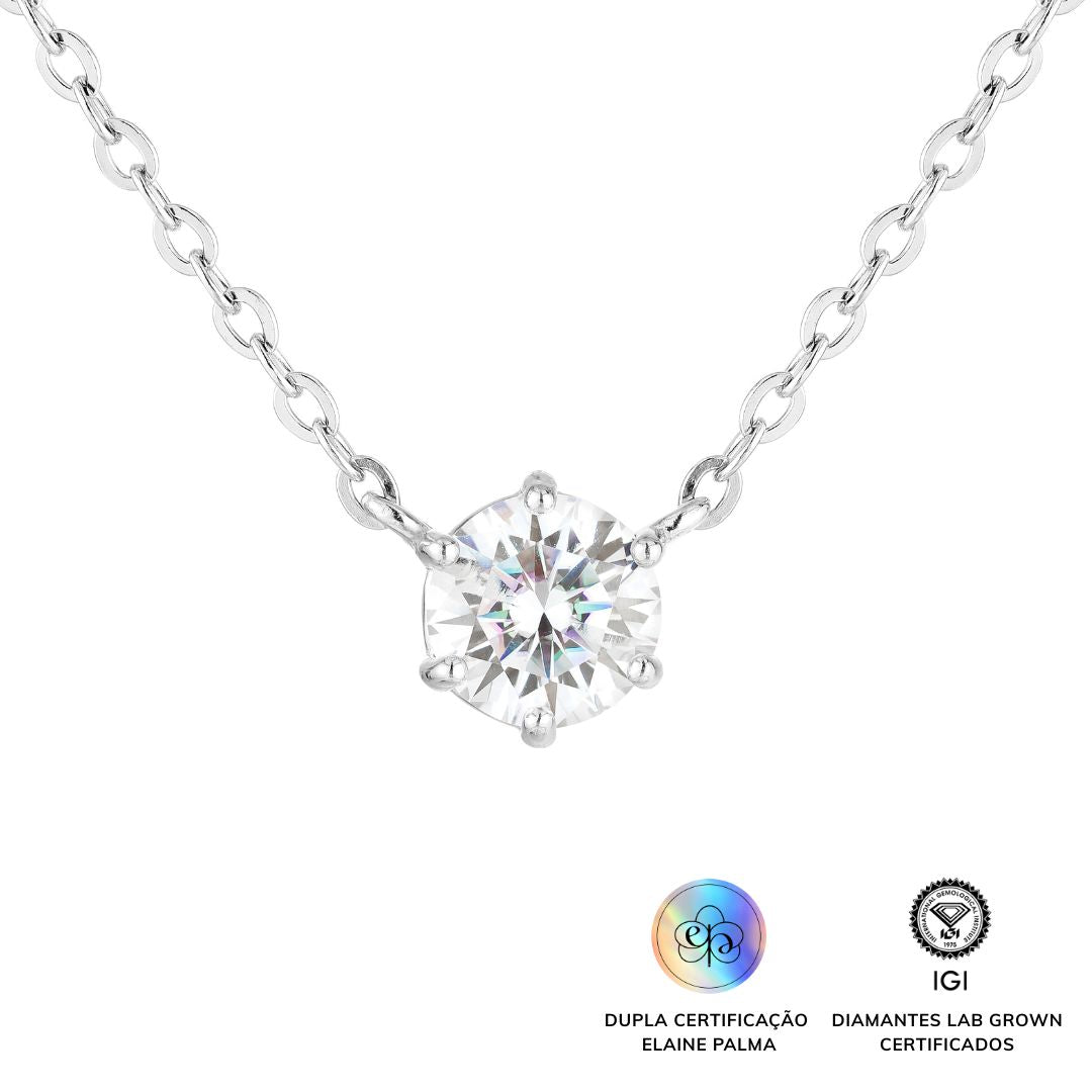 Colar Ponto de Luz com Diamante de Laboratório 0,52 ct