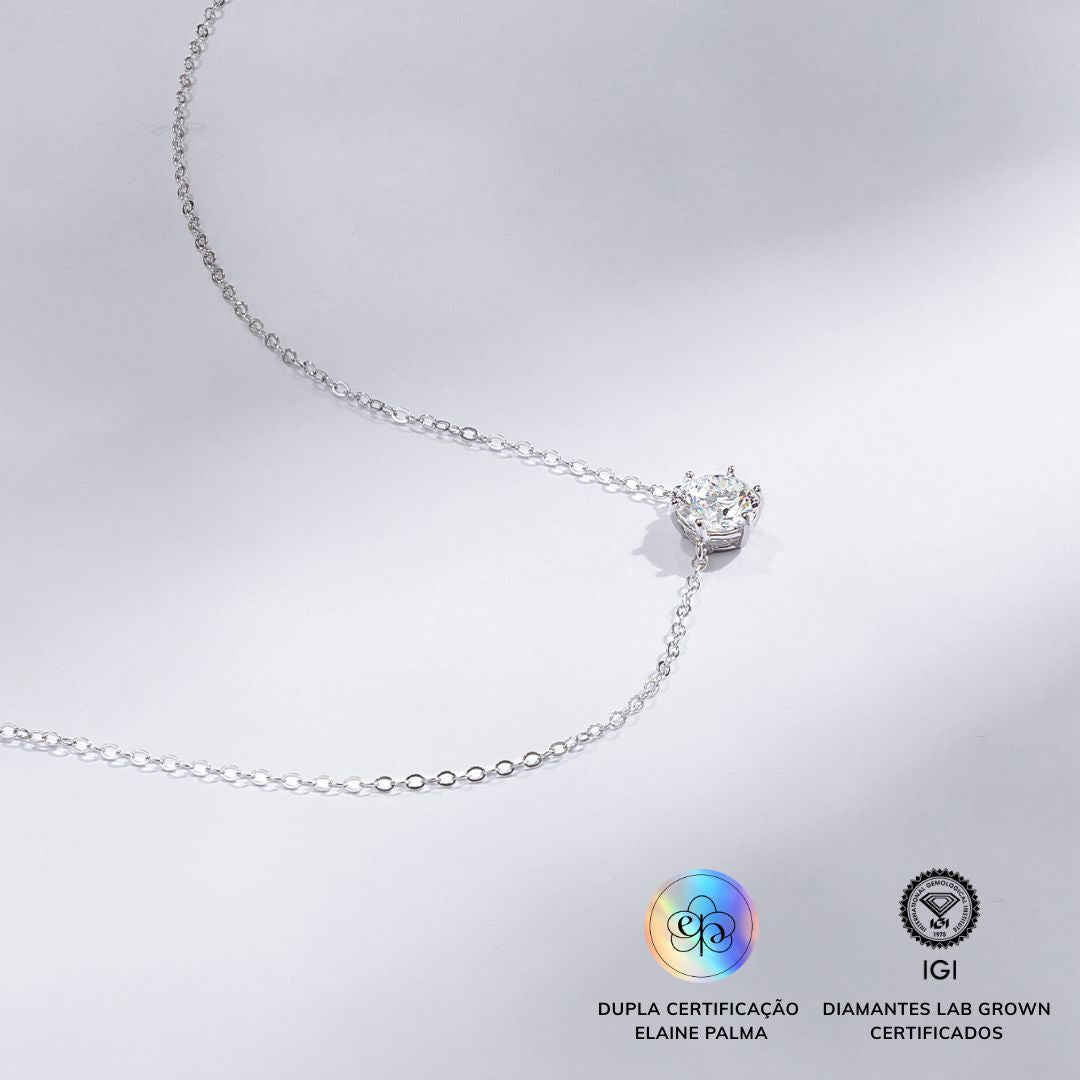Colar Ponto de Luz com Diamante de Laboratório 0,52 ct