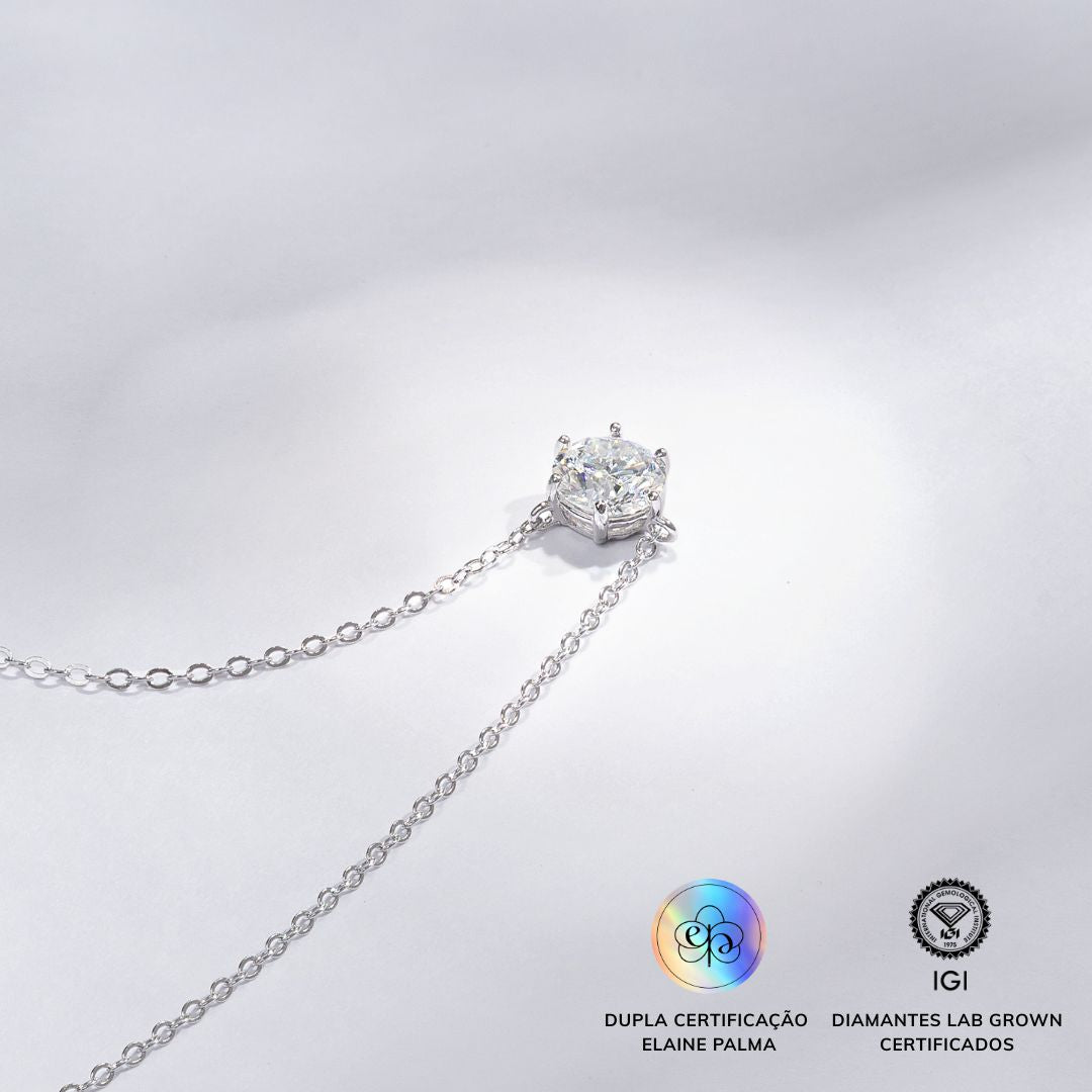 Colar Ponto de Luz com Diamante de Laboratório 1 ct