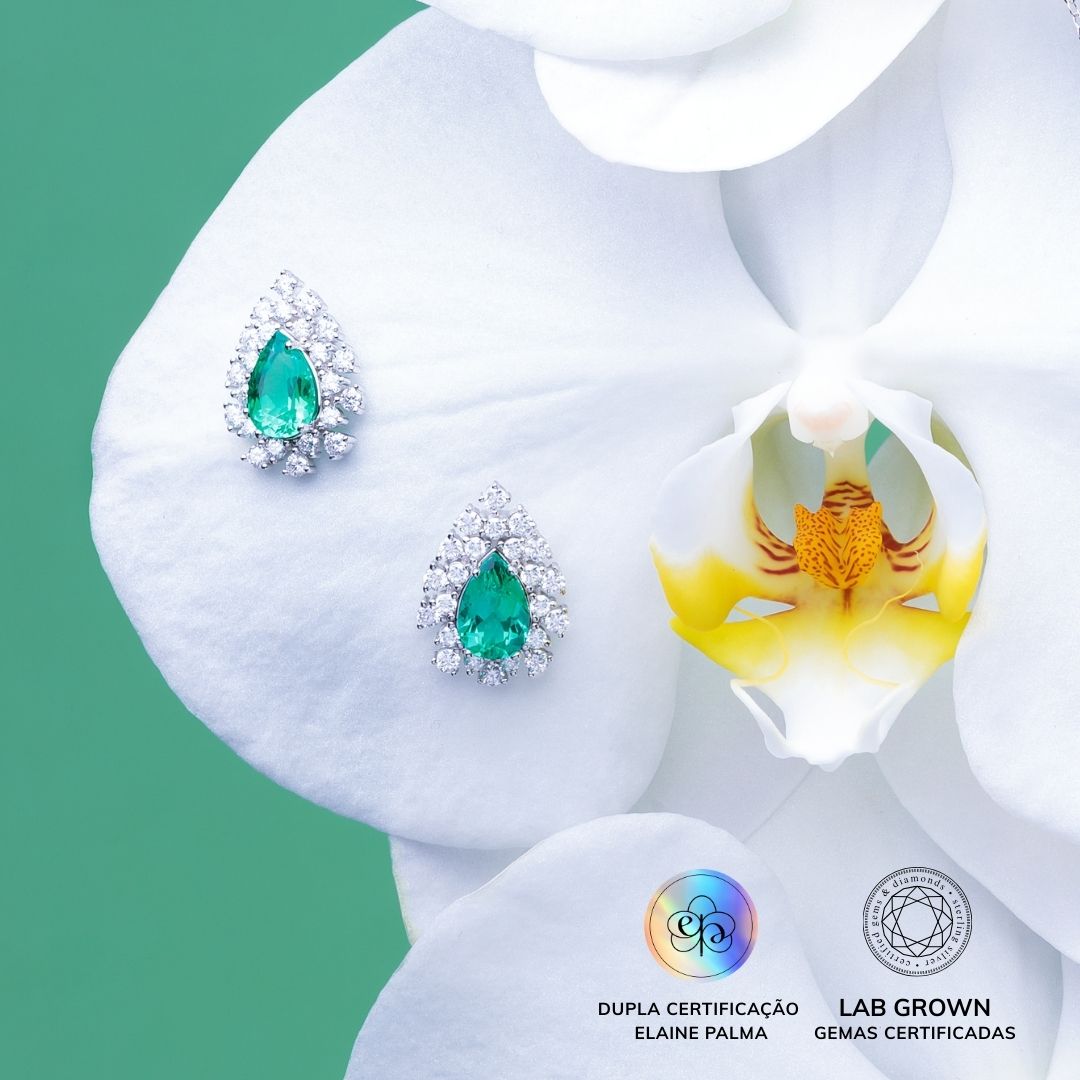 Brinco Gota Emerald com Esmeralda de Laboratório