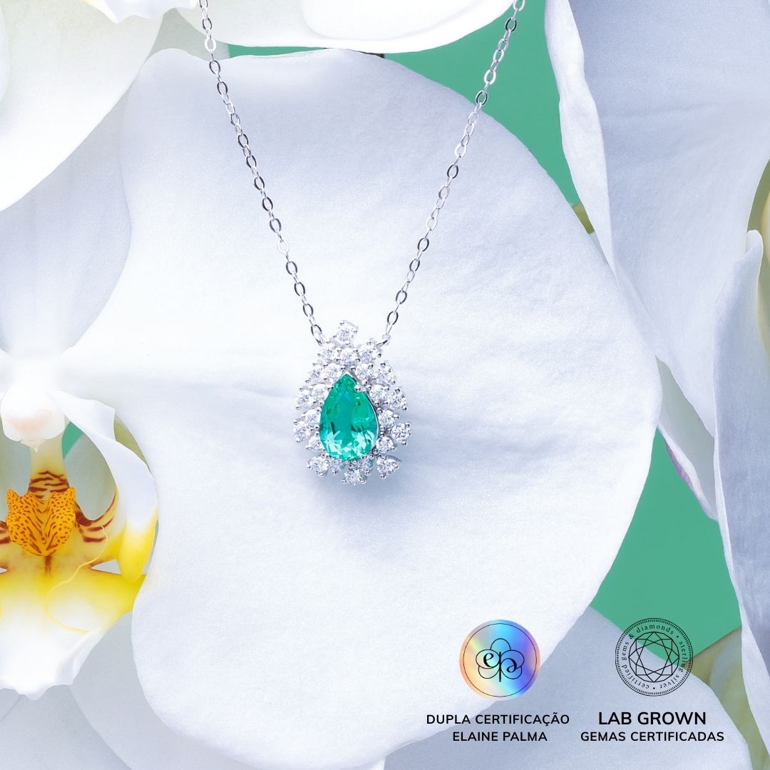 Colar Gota Emerald com Esmeralda de Laboratório