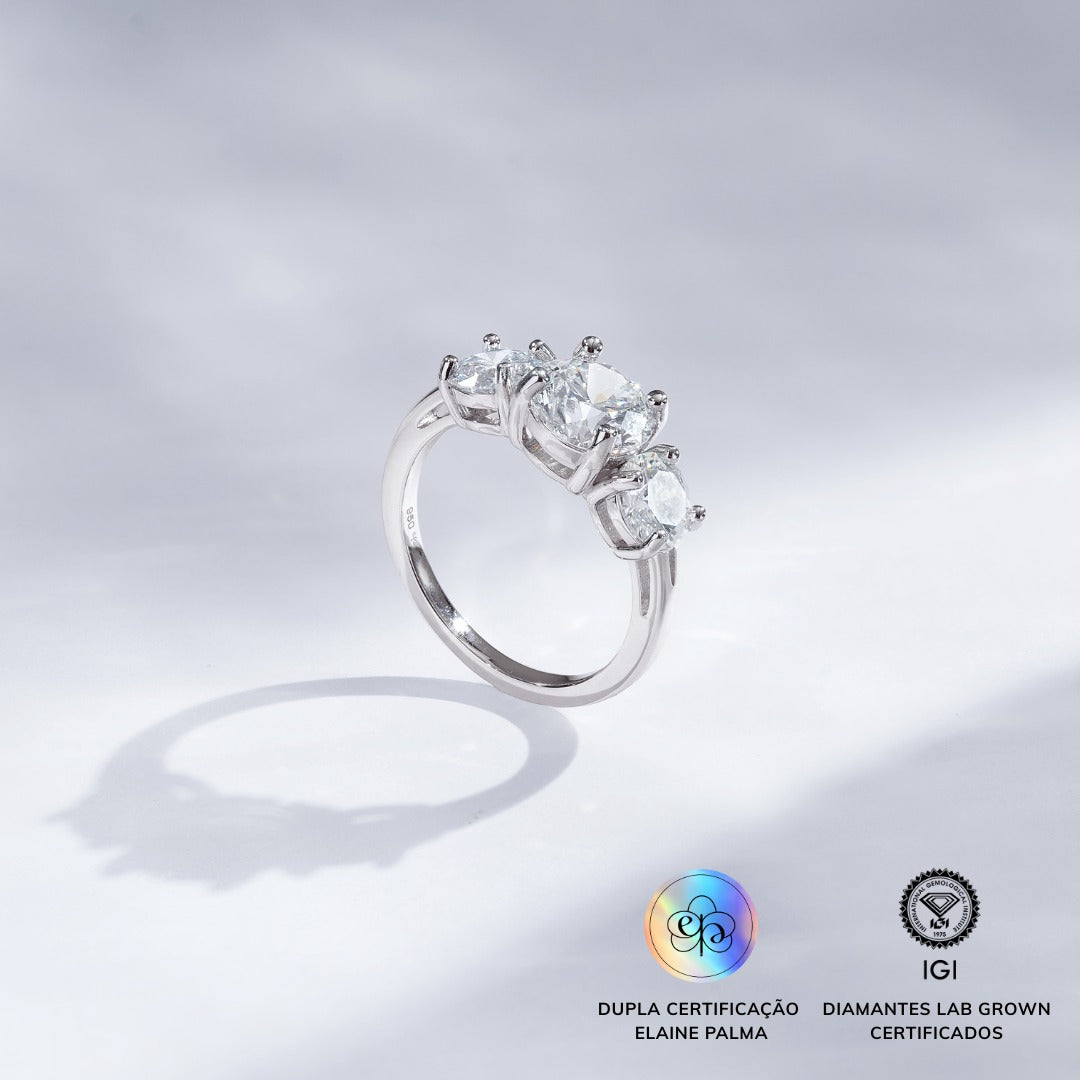 Anel Aparador Trio com Diamante de Laboratório 2,80 ct