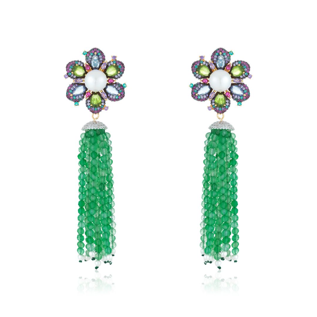 Brinco Ninfas Ágata Verde