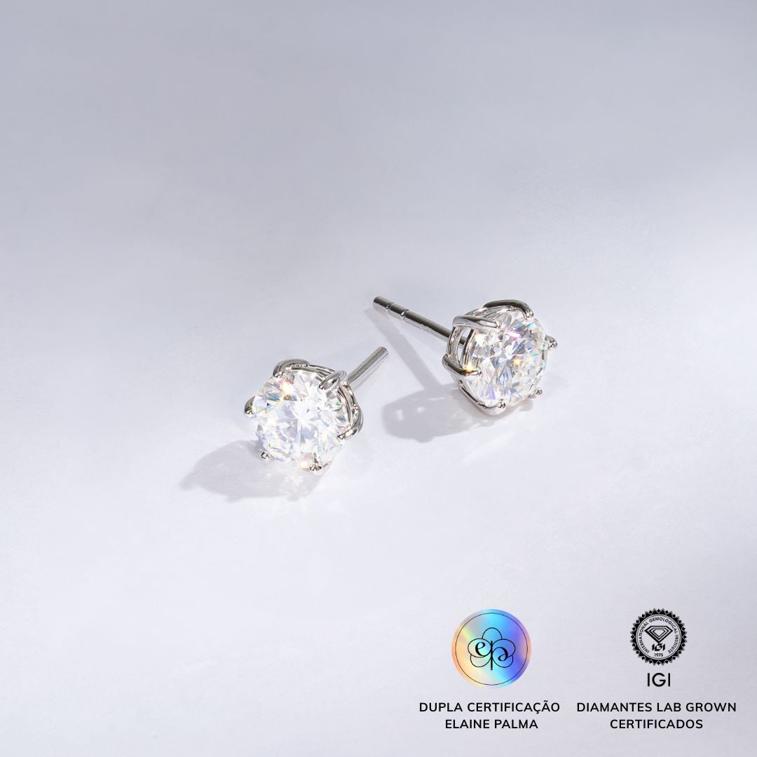 Brinco Solitário com Diamante de Laboratório 1,02 ct