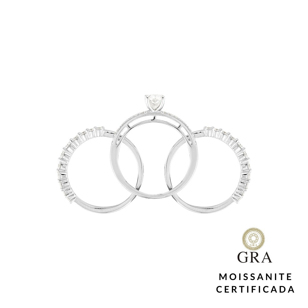 Anel Trio Glam Moissanite 1 ct