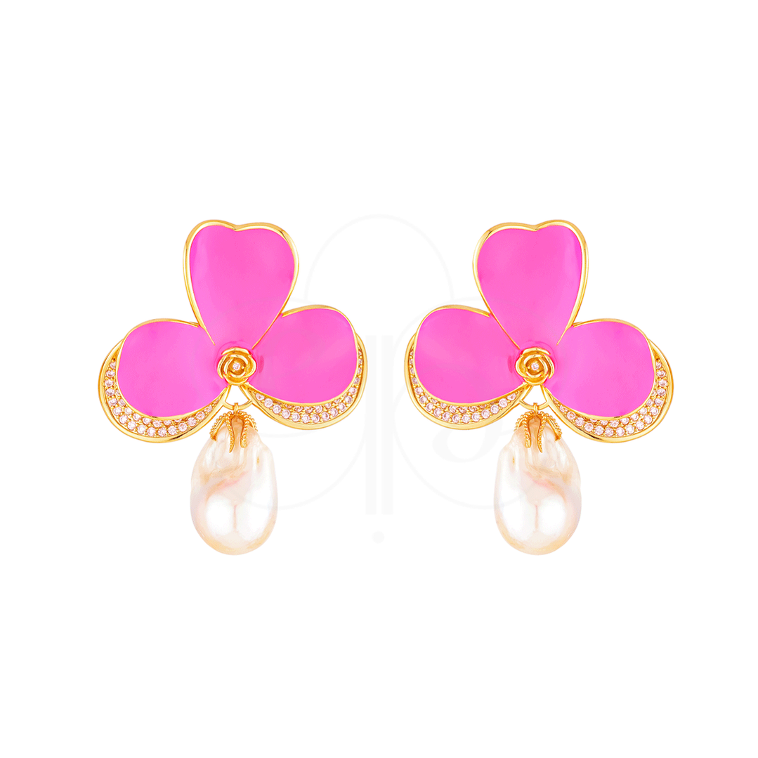 Brinco Orquídea Cravejada 541 Pink