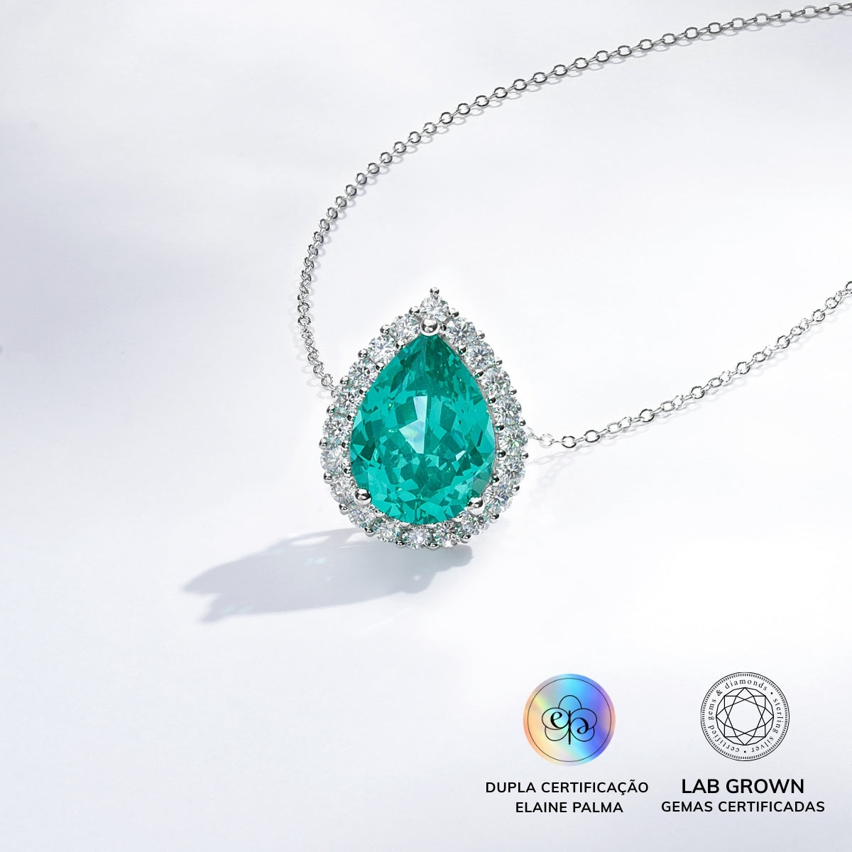 Colar Gota Cravejado Turmalina Paraíba Lab Grown