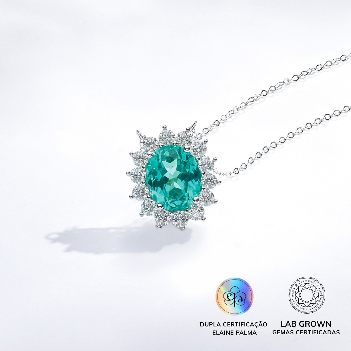 Colar Oval Turmalina Paraíba Lab Grown