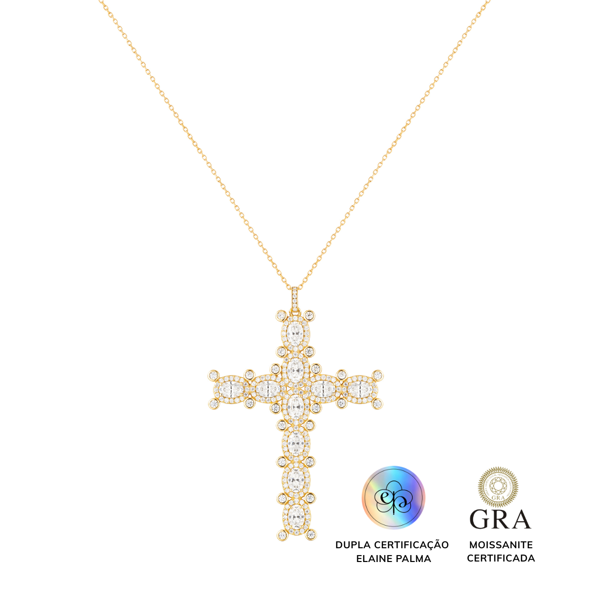 Colar Crucifixo Glam Oval