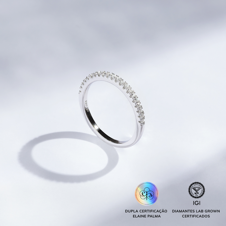 Anel Aparador Slim com Diamante de Laboratório 0,16 ct