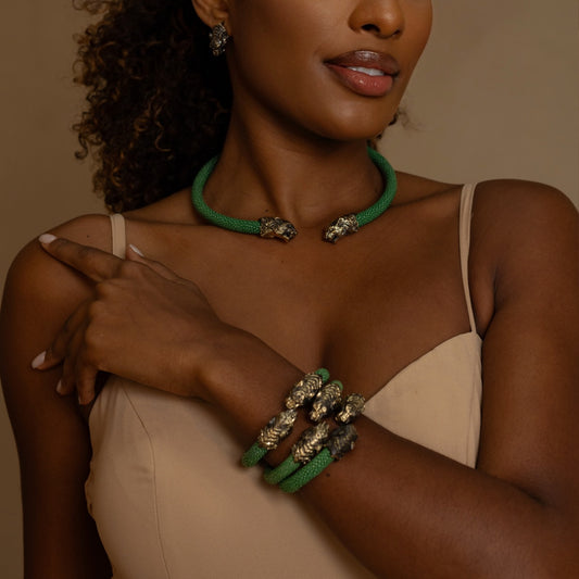 Colar Choker Galuchat Tiger Green