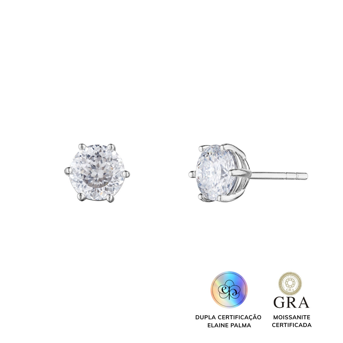 Brinco Solitário Glam Soul Moissanite 1 ct
