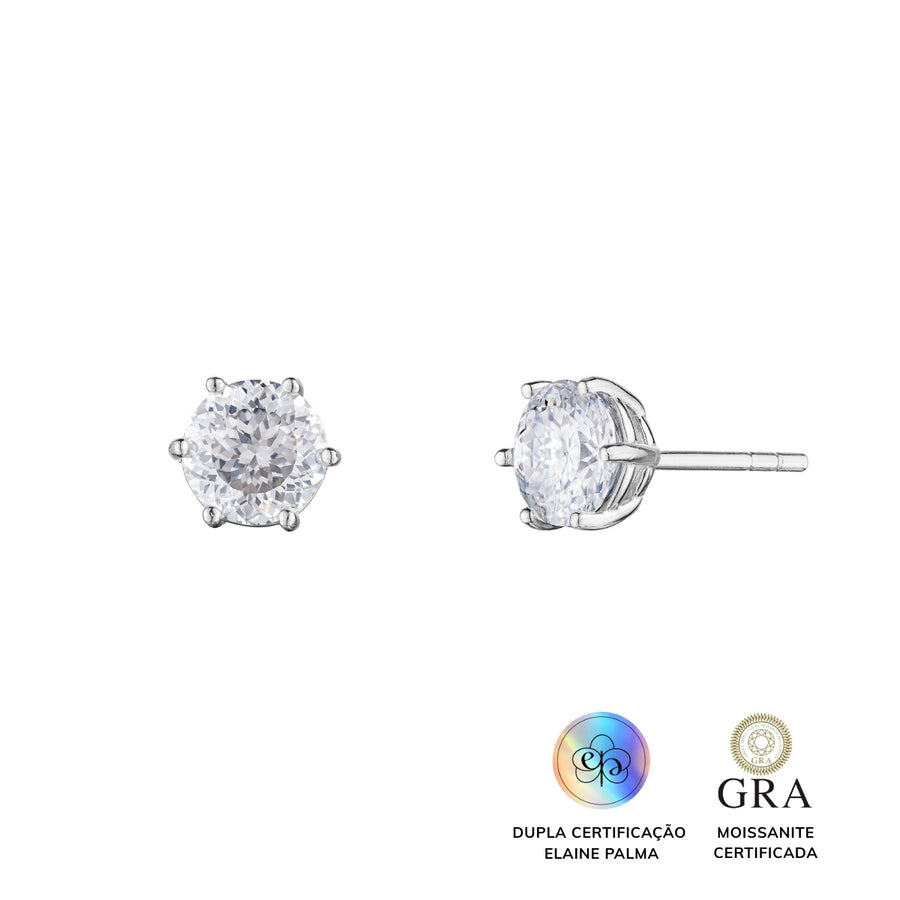 Brinco Solitário Glam Soul Moissanite 1 ct