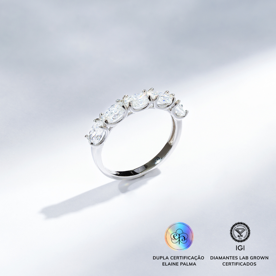 Anel Aparador Oval com Diamante de Laboratório 1,97 ct