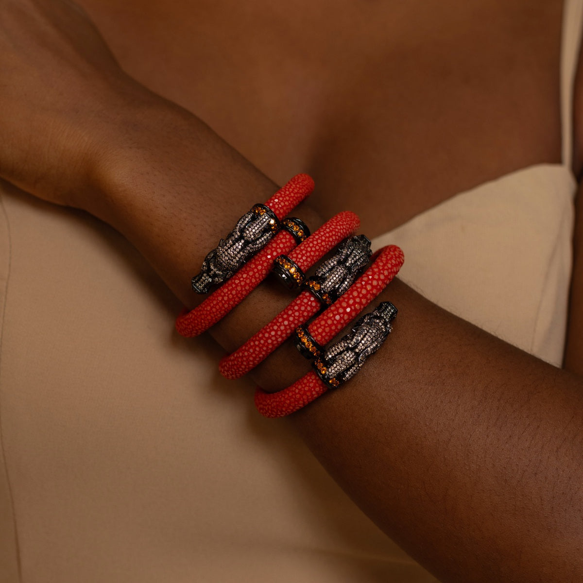 Bracelete Galuchat Cheval Damasco