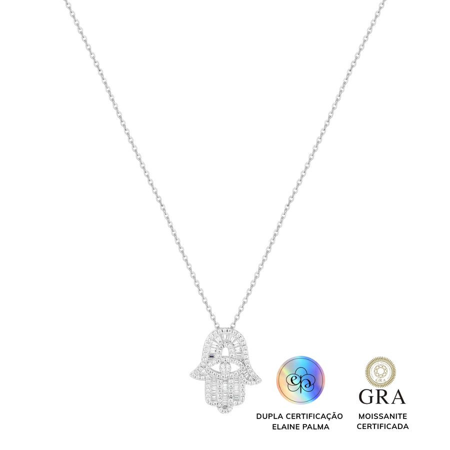 Colar Hamsa Glam Moissanite