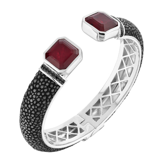 Bracelete Galuchat  Square Noir