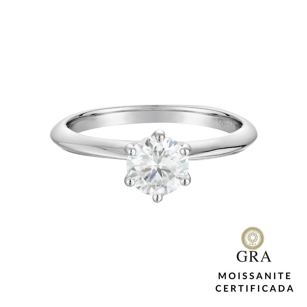 Anel Solitário Glam Moissanite 5.0 ct