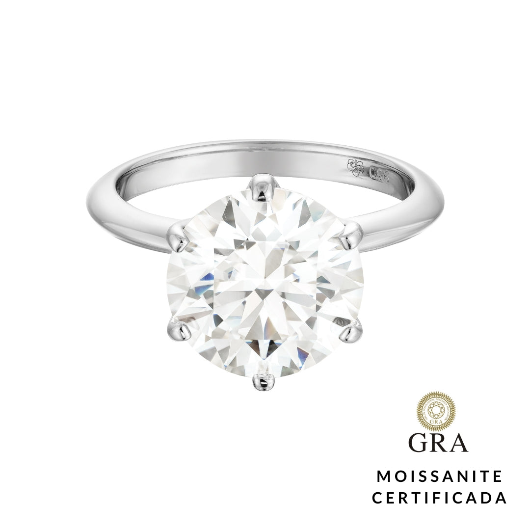 Anel Solitário Glam Moissanite 1.0 ct