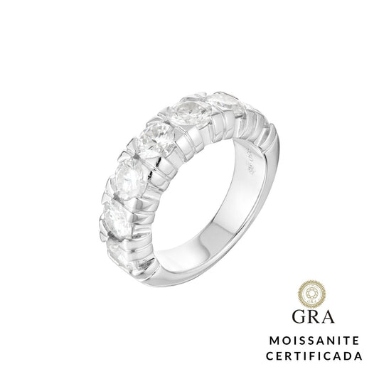 Anel Meia Aliança Russa Glam Moissanite 3.5 ct